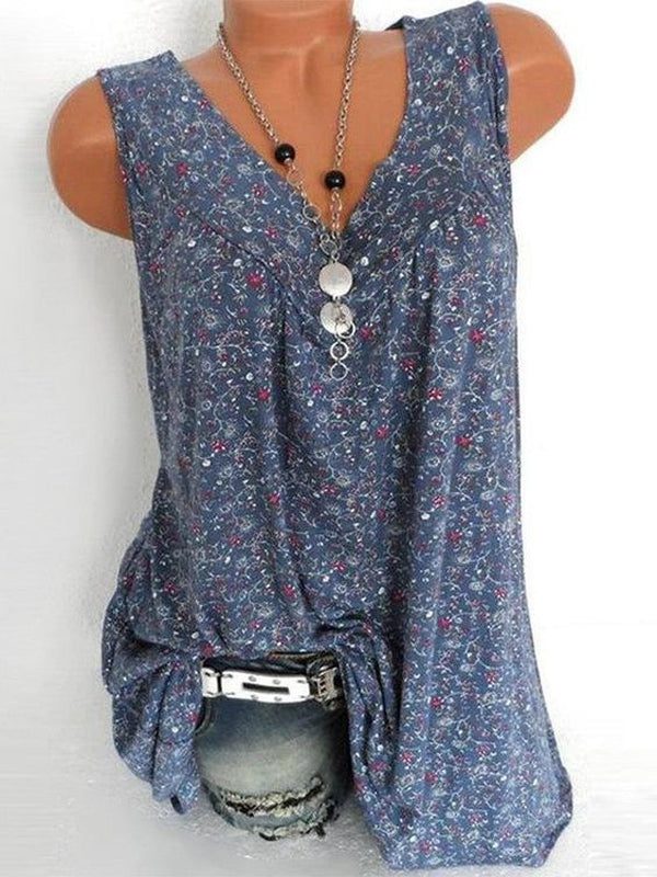 Blue V-Neck Tank Top