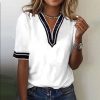 Casual Color Block V-Neck Top