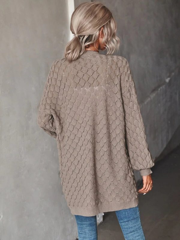 Khaki Plain Long Sleeve Cardigan