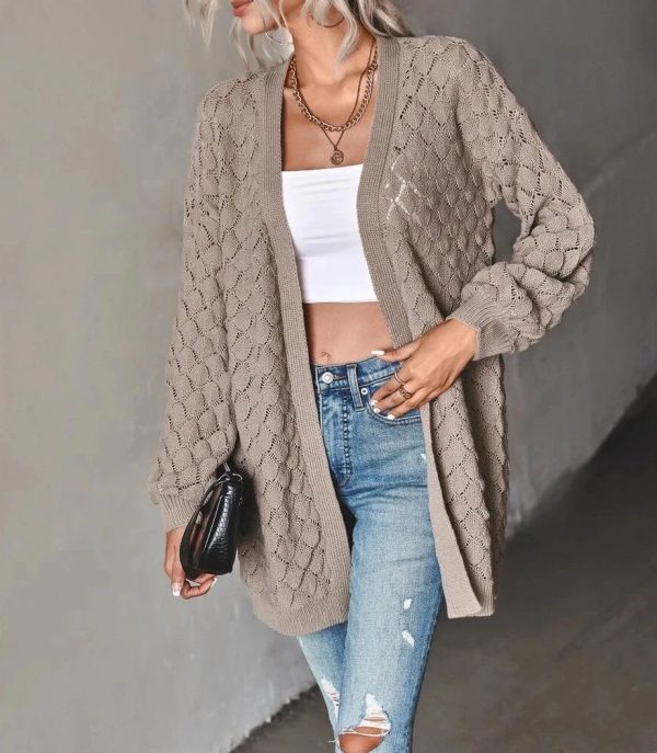 Khaki Plain Long Sleeve Cardigan