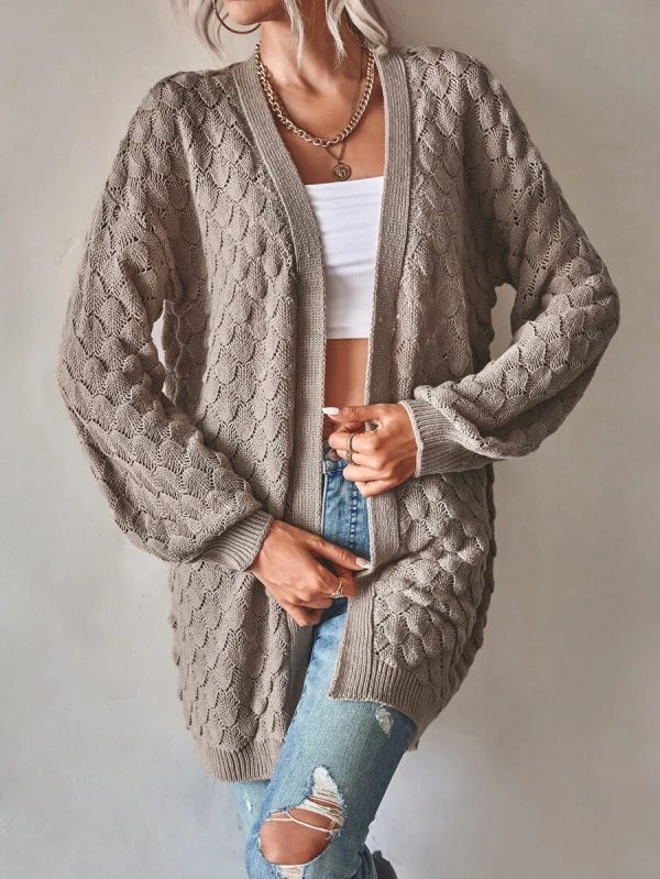 Khaki Plain Long Sleeve Cardigan