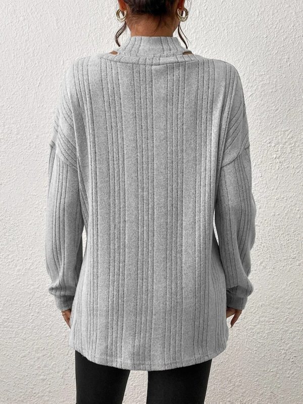 Grey Long Sleeve Plain Top