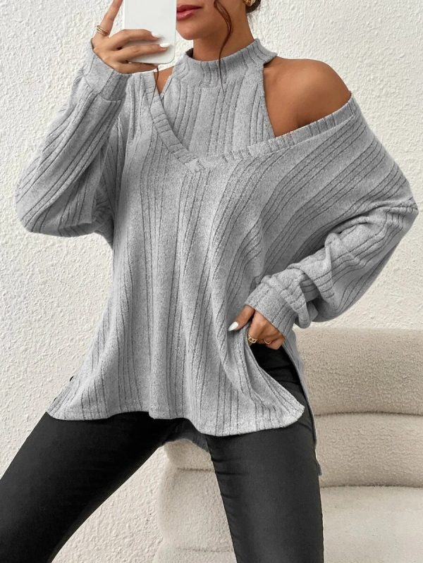 Grey Long Sleeve Plain Top