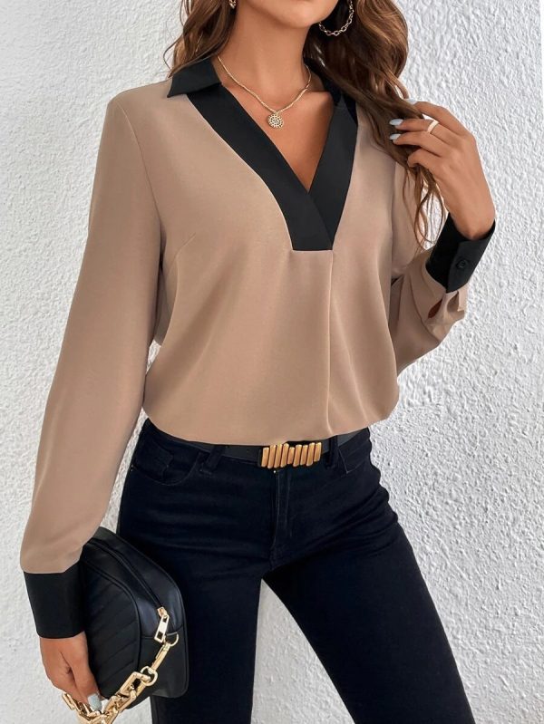 Special Black Trim Color Block Top