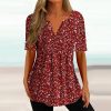 Red Print Short Sleeve Top