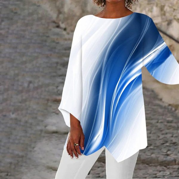 Ultra-Mod Blue Wave White Tunic Top