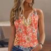 Red Sleeveless Print Top