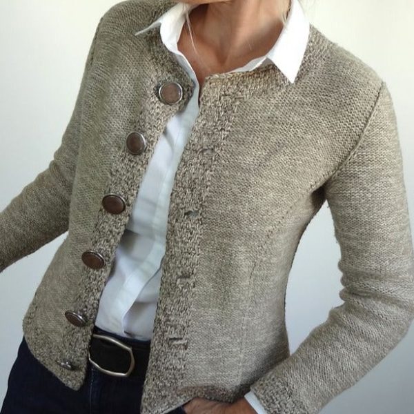 Khaki Long Sleeve Button Front Cardigan