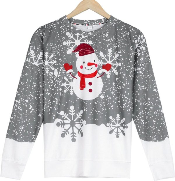 Cute Round Neck Snowman Print Top