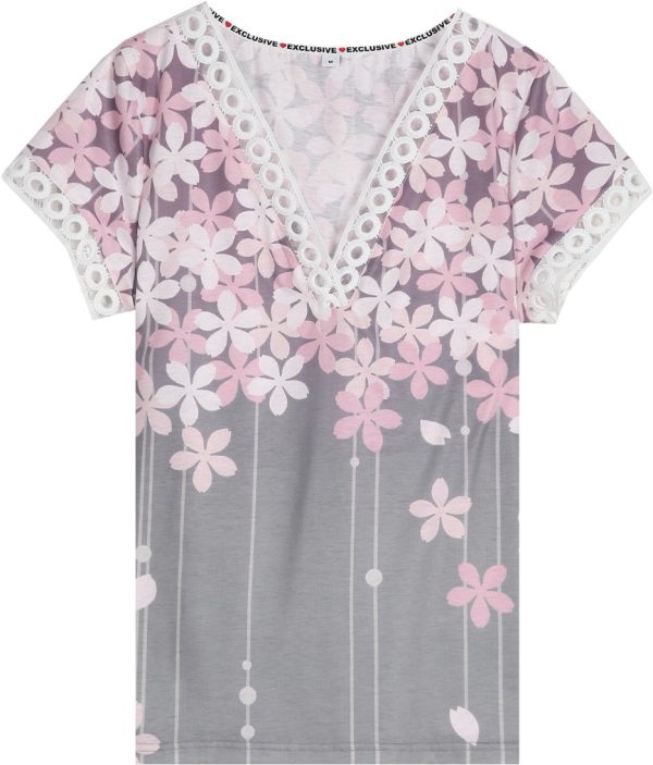 Attractive Short Sleeve Floral Print Top