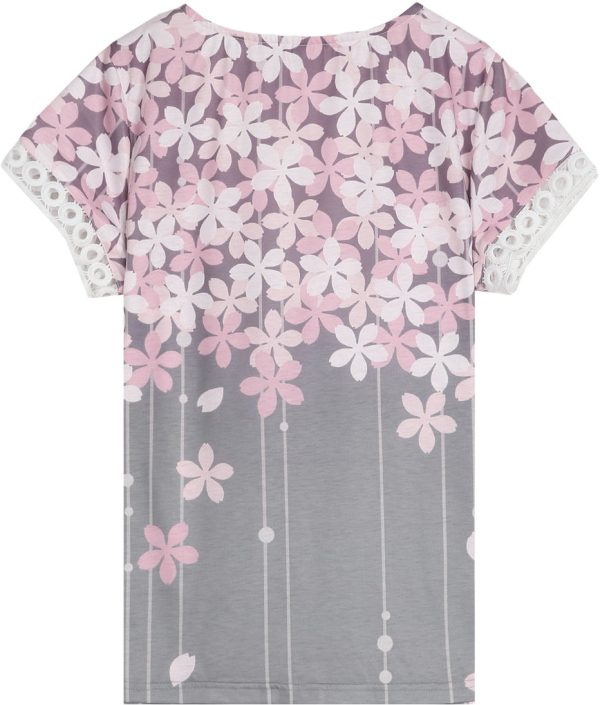 Attractive Short Sleeve Floral Print Top