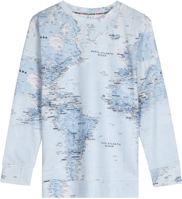 Comfy Map Print Long Sleeve Top