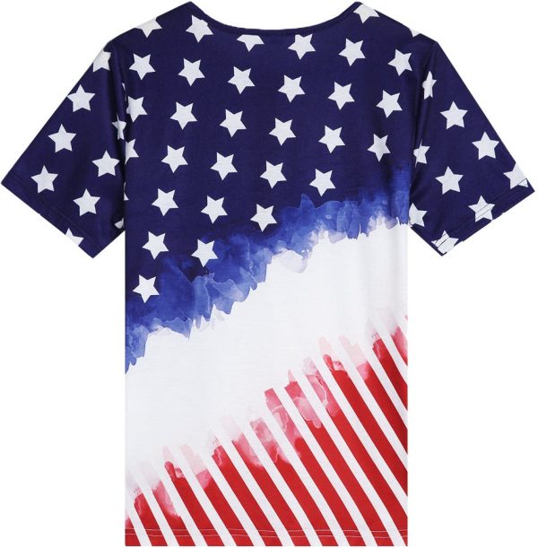 American Flag Fourth of July Button Front Henley Shirt