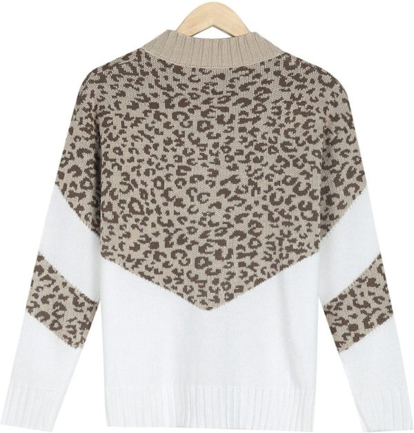 Casual V-Neck Coffee Print Cardigan