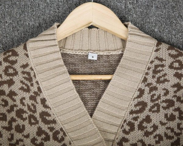 Casual V-Neck Coffee Print Cardigan