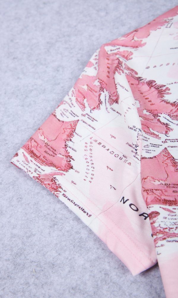 Around the World Map Print Pink Shirt