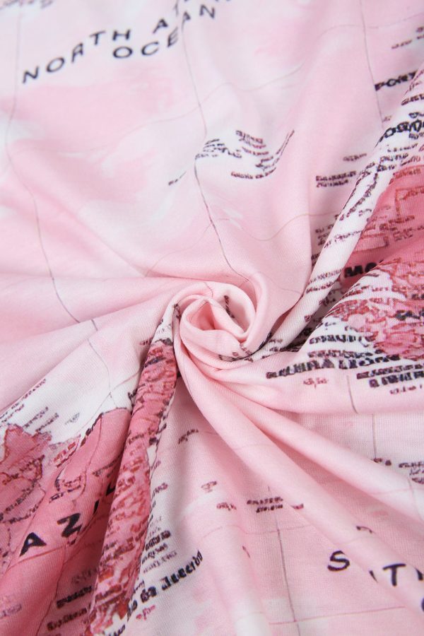 Around the World Map Print Pink Shirt