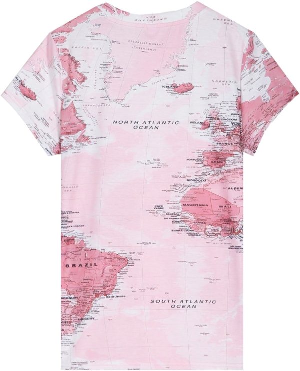 Around the World Map Print Pink Shirt