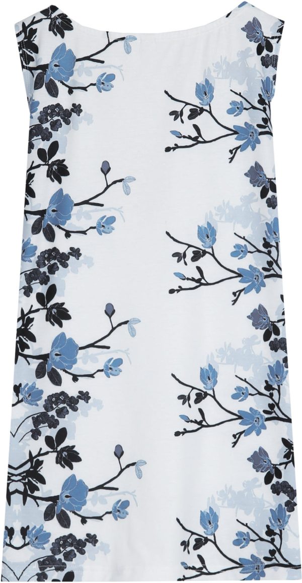 Blue Flower Sleeveless V-Neck Summer Cami