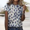 Blue Round Neck Print Top