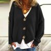 Simple Long Sleeve Black Plain Cardigan