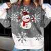 Cute Round Neck Snowman Print Top