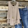 Light Brown Triple Tiered Boho Tank Top