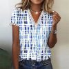 Fresh Blue Print Short Sleeve Top