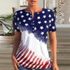 American Flag Fourth of July Button Front Henley Shirt