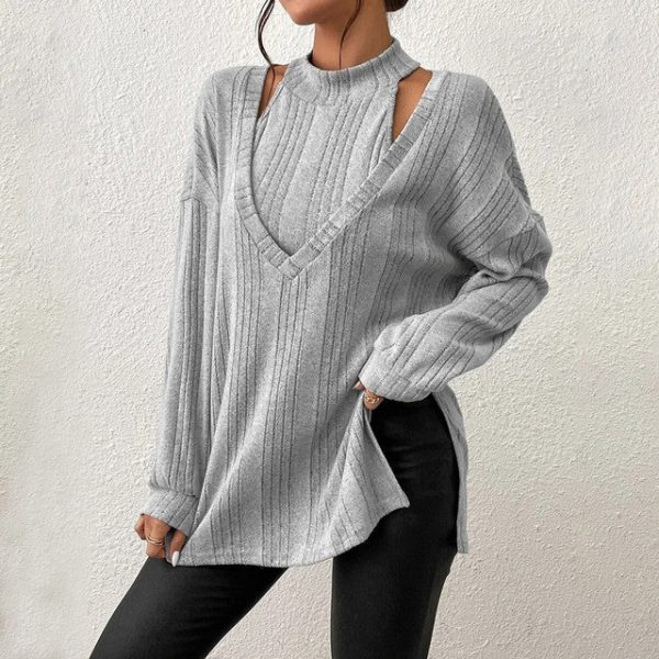 Grey Long Sleeve Plain Top