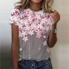 Pink Flower Garden Gray Short Sleeve Top