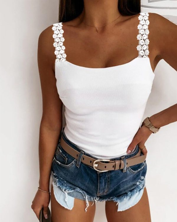 Sexy White Plain Sleeveless Cami Top