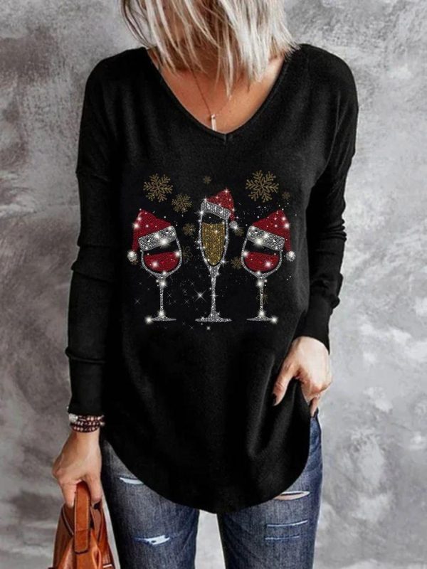 Christmas Party Tipsy Wine Glass Santa Hat Top