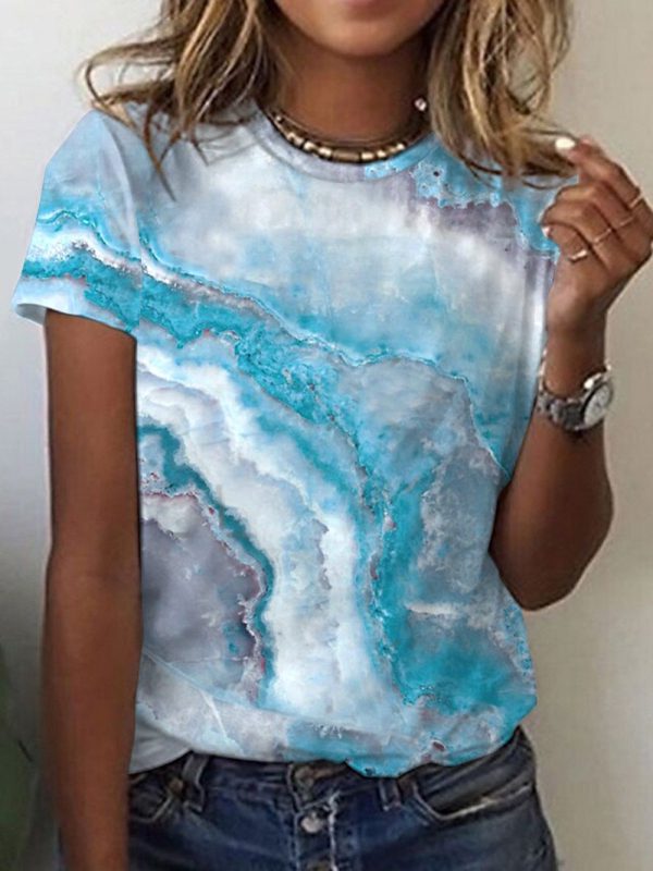 Ocean Dream Blue Marble Print Top