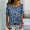 Blue Round Neck Short Sleeve Top