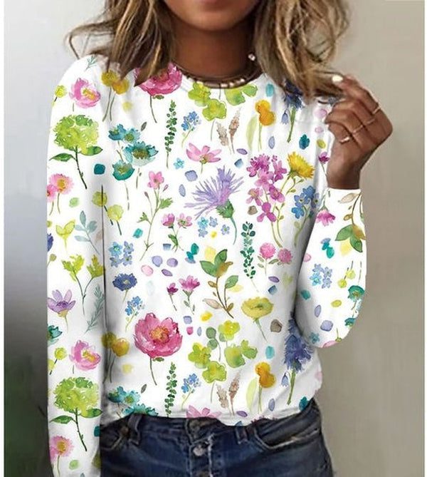 Romantic Round Neck Long Sleeve Top