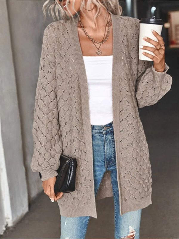 Khaki Plain Long Sleeve Cardigan