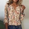 Apricot 3/4 Sleeve Print Top