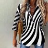 Black and White Striped Collared Shirt