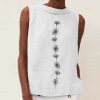 White Sleeveless Round Neck Tank Top