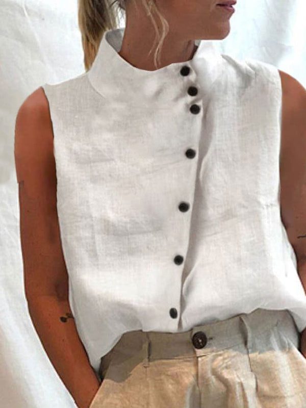 Classy Sleeveless White Plain Top