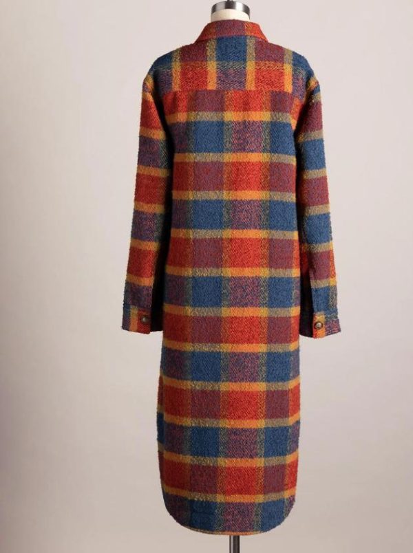 Super Long Plaid Cardigan Floor Length Coat