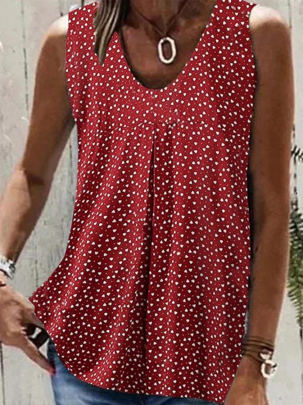 Showy Red Print Sleeveless Cami