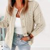 Button Front Beige Cable Cardigan