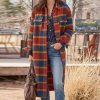 Super Long Plaid Cardigan Floor Length Coat